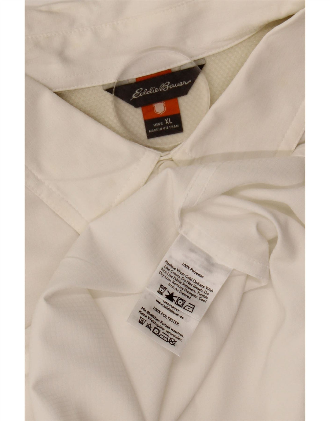 EDDIE BAUER Camicia a maniche corte da uomo XL Poliestere bianco