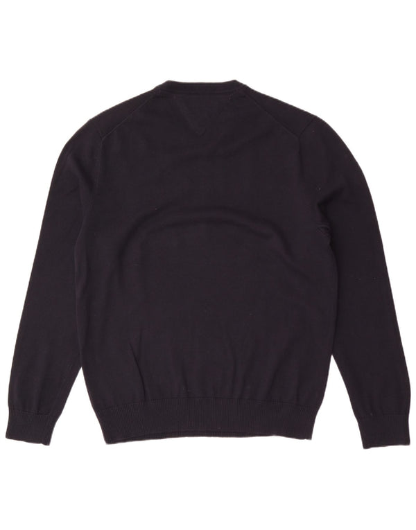 Tommy Hilfiger Mens V-Neck Jumper Sweater Large Navy Blue Cotton