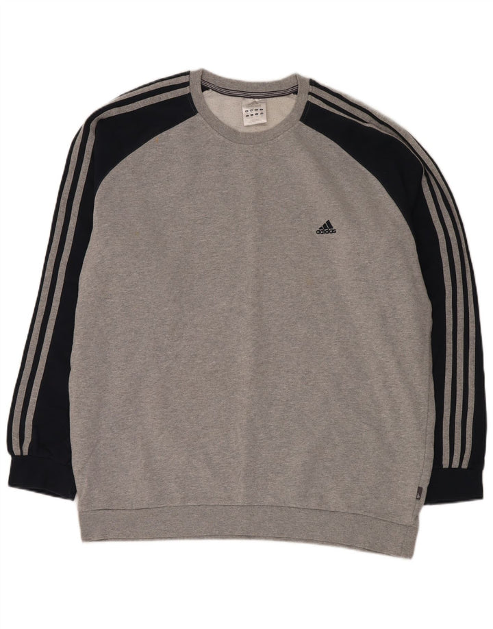 Felpa da uomo ADIDAS maglione 2XL cotone color block grigio