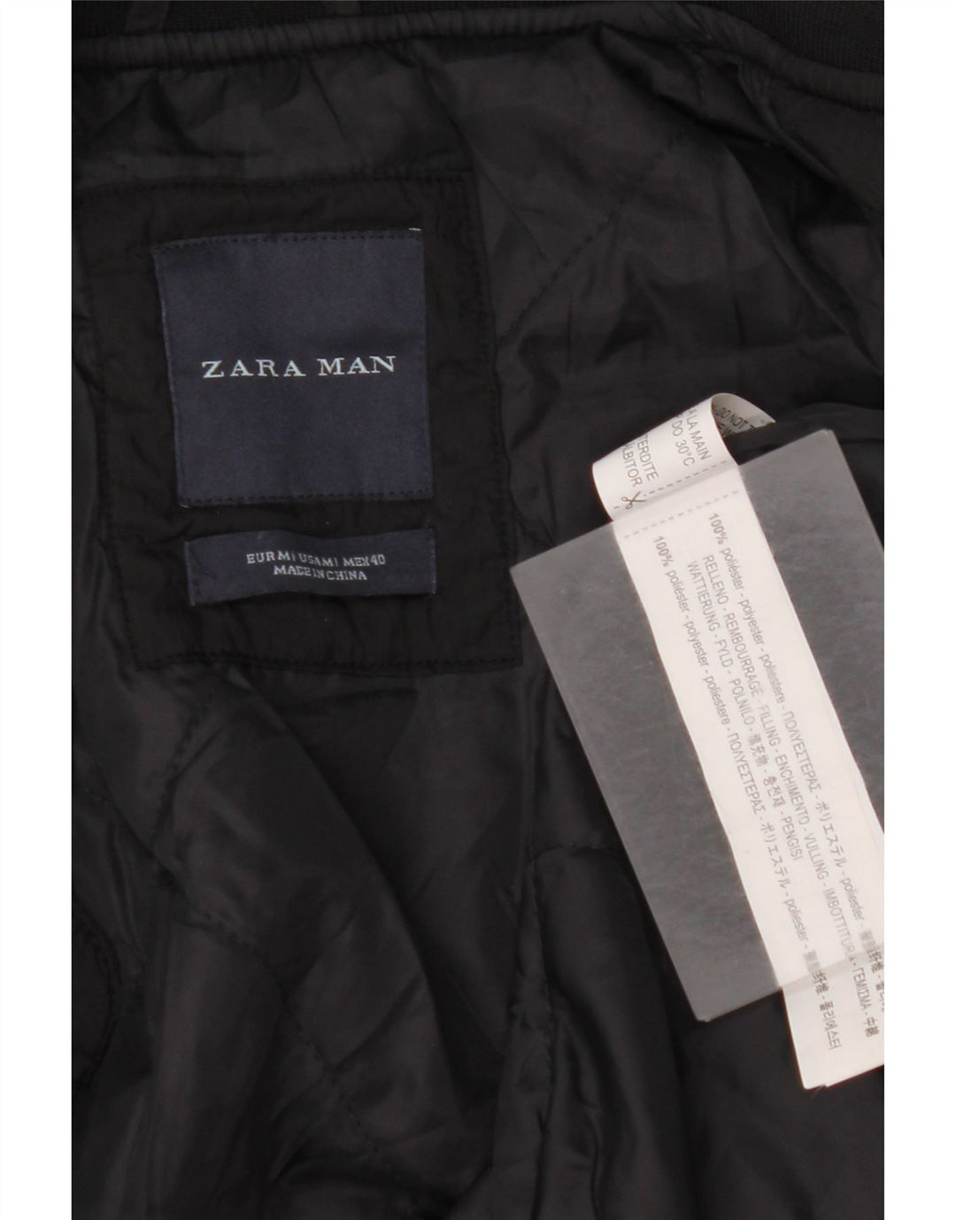 Giubbotto bomber da uomo ZARA UK 38 medio nero poliestere