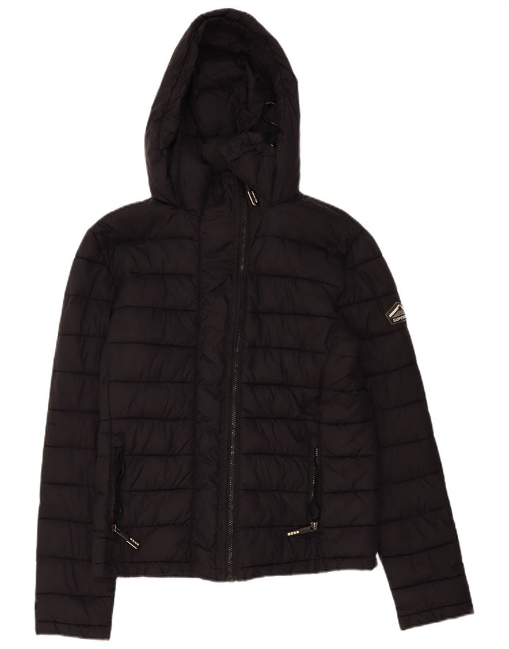 Giacca imbottita con cappuccio da donna Superdry UK 14 poliestere nero medio