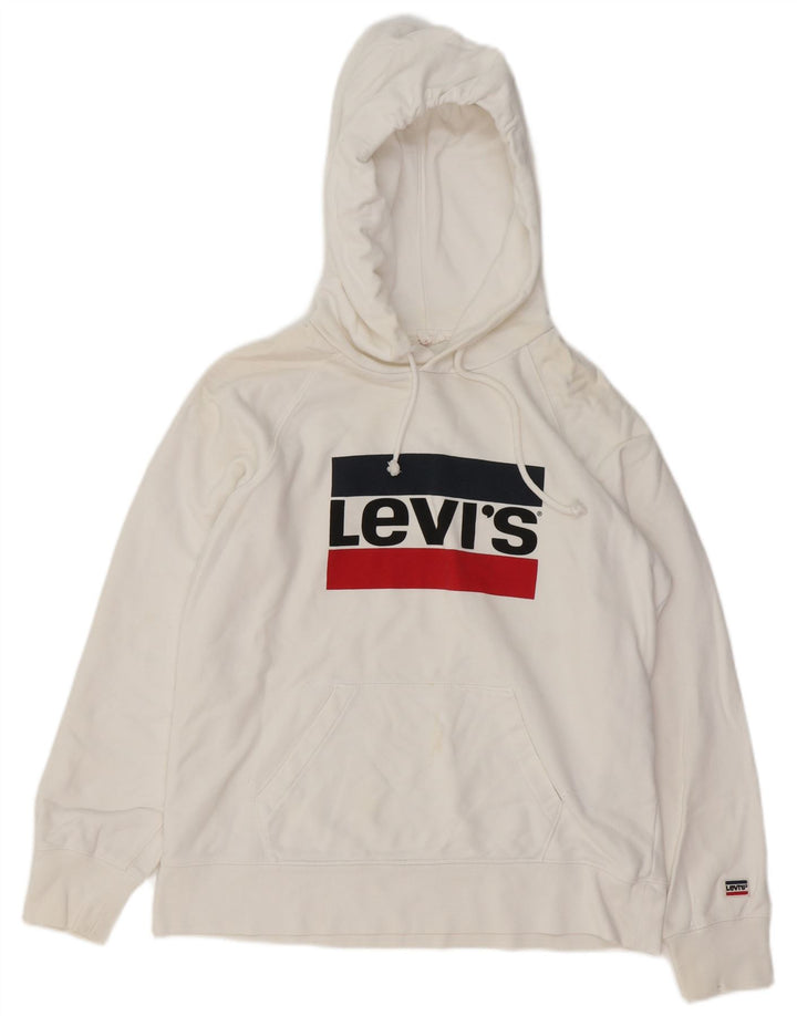 Maglione con cappuccio grafico da uomo LEVI'S piccolo in cotone bianco