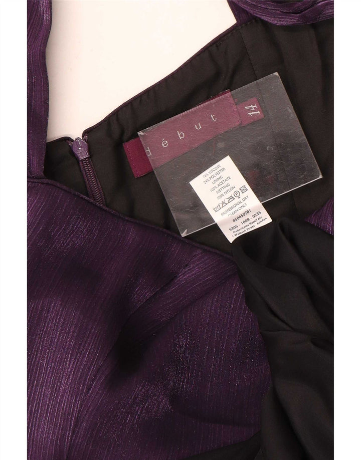 Abito maxi da donna di debutto con scollo all'americana UK 14 Viscosa viola medio