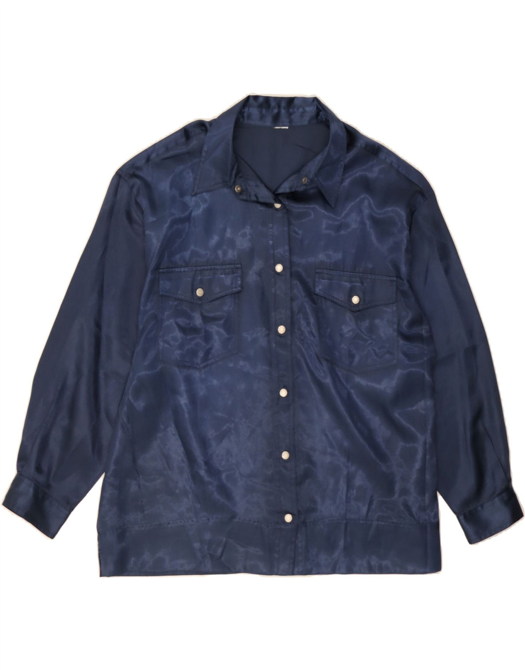 VINTAGE Womens Shirt Blouse UK 20 2XL Navy Blue Vintage Vintage and Second-Hand Vintage from Messina Hembry 