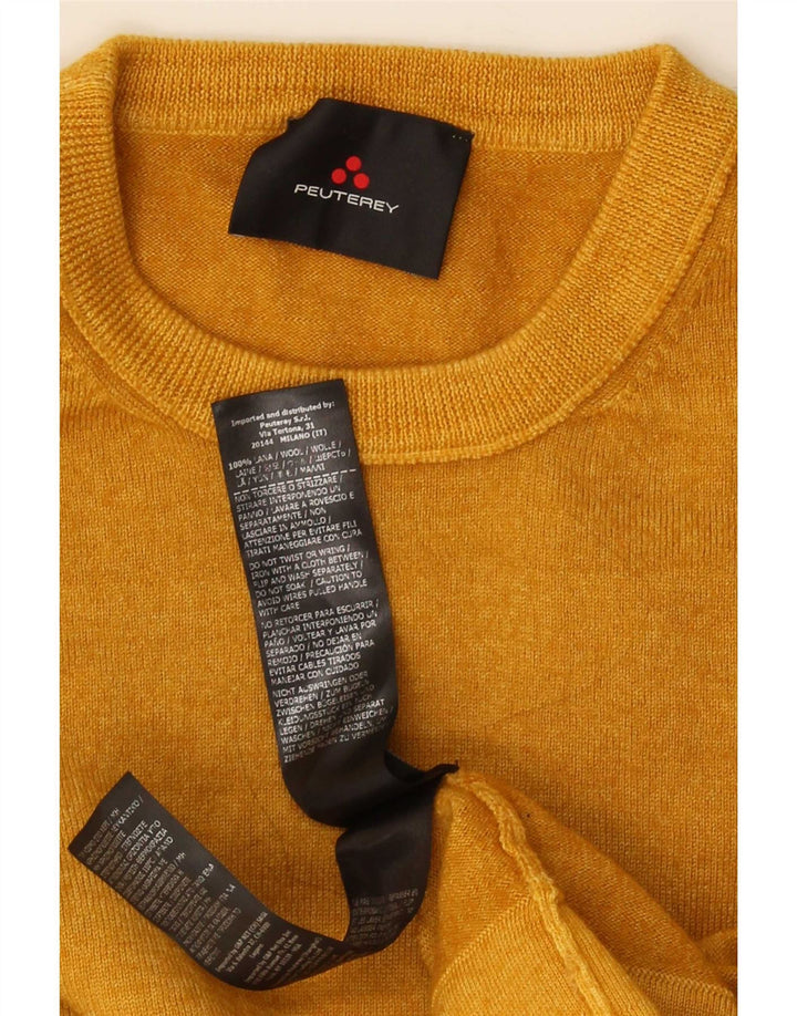 Maglione maglione girocollo da donna PEUTEREY UK 16 grande lana gialla