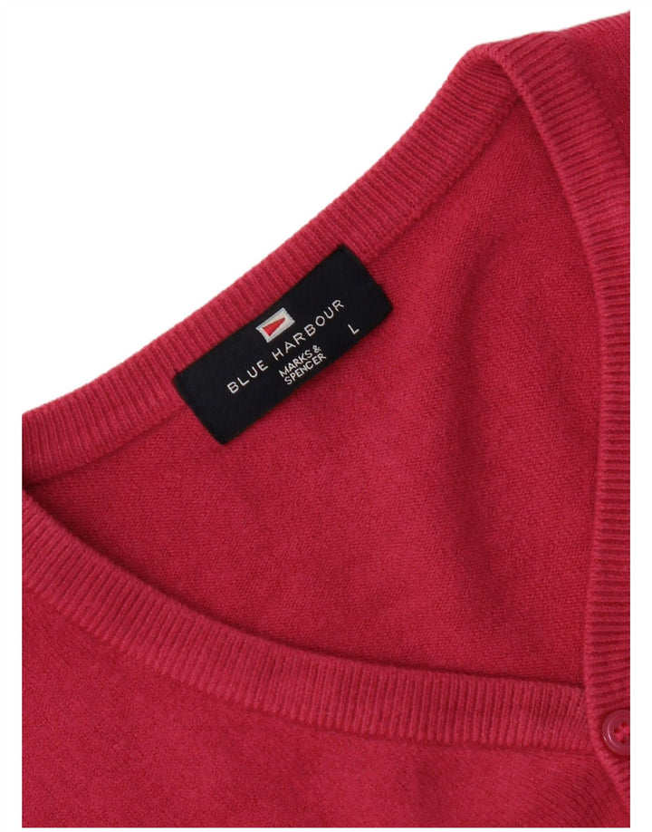 Maglione maglione con scollo a V da donna Marks & Spencer UK 16 grande rosa