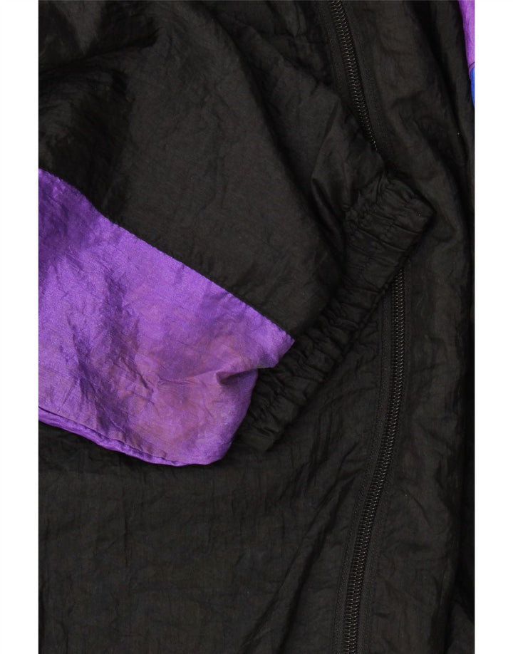 Giacca da ginnastica vintage da uomo XL in nylon color block nero
