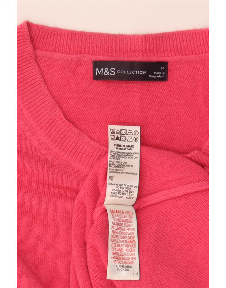 Maglione maglione con scollo a barca da donna Marks & Spencer UK 14 grande rosa