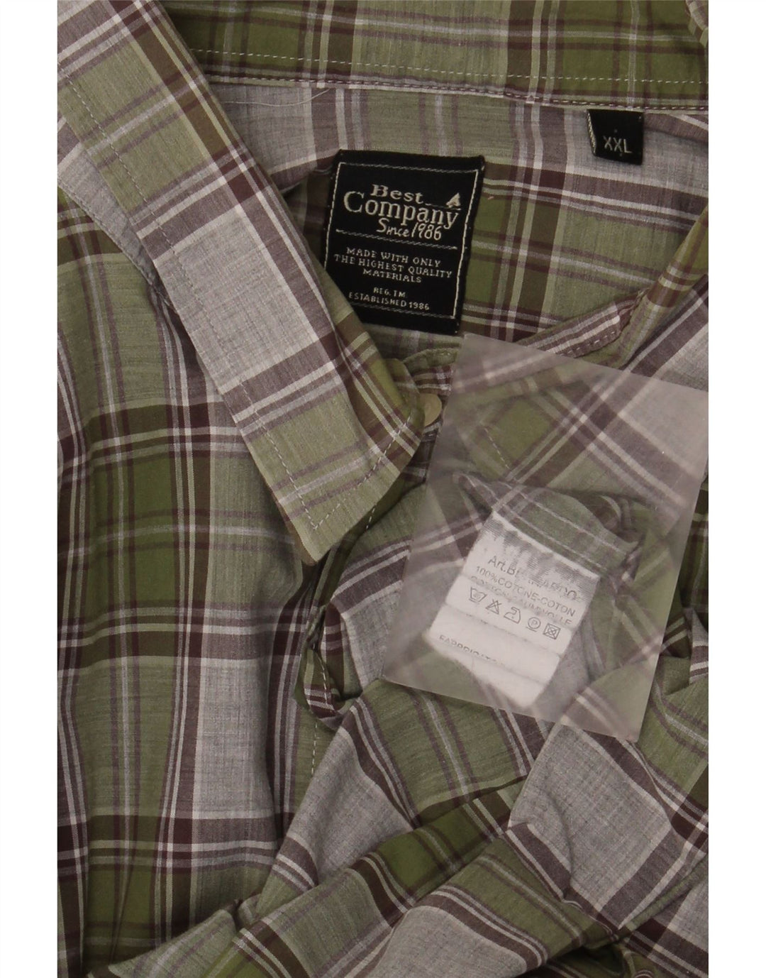Camicia da uomo Best Company 2XL Cotone a quadri verdi
