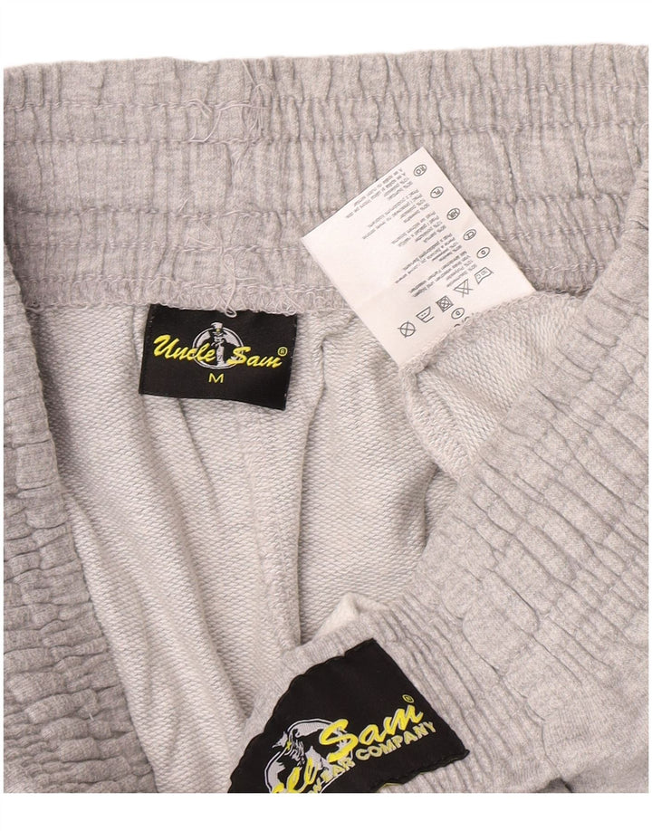 Pantaloncini sportivi Bermuda grafici da uomo di Uncle Sam in cotone grigio medio
