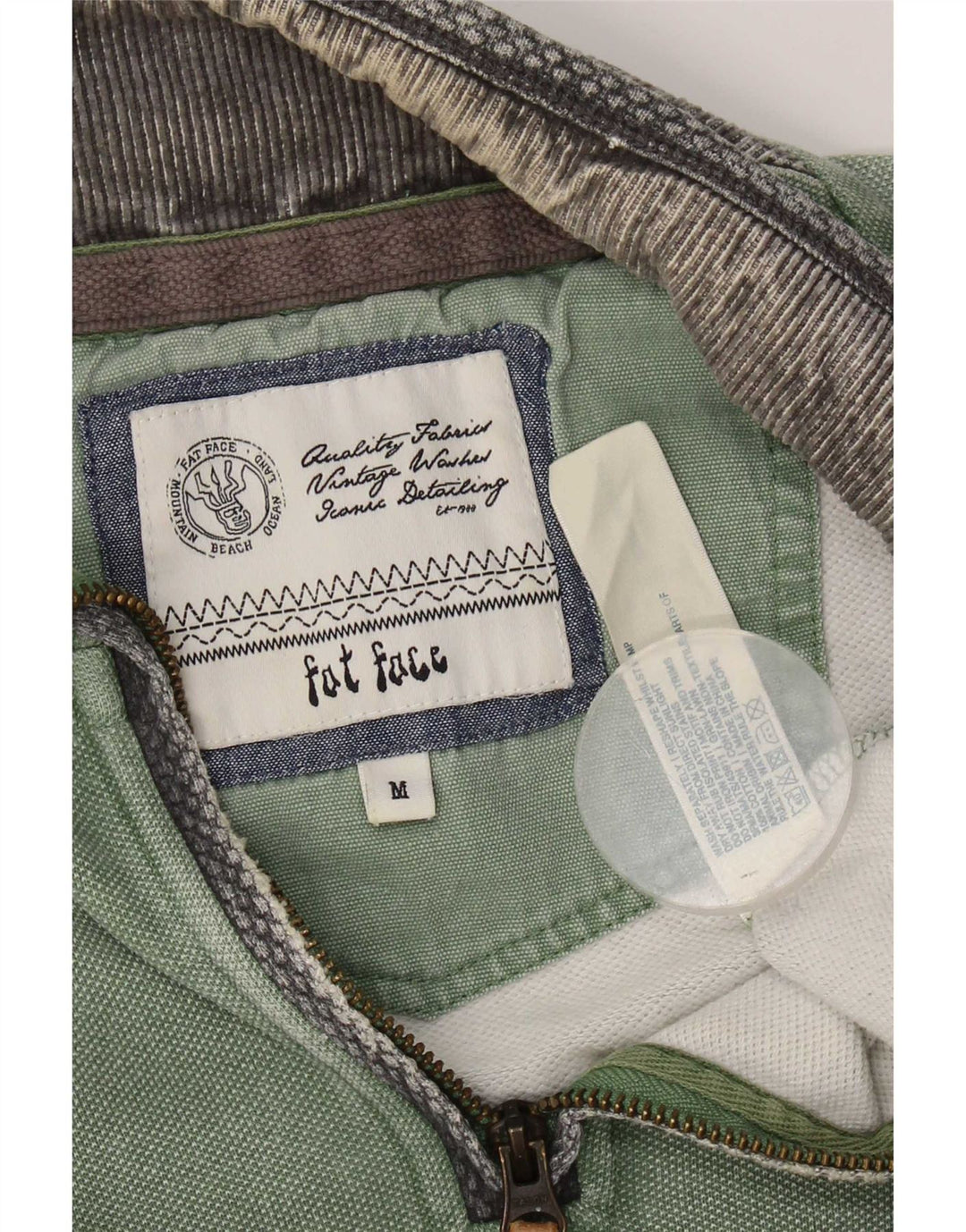 Felpa da uomo con collo con zip Fat Face Maglione in cotone verde medio