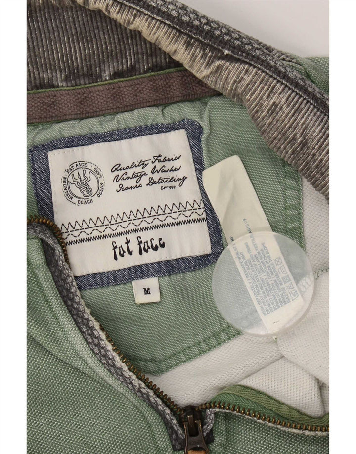 Felpa da uomo con collo con zip Fat Face Maglione in cotone verde medio