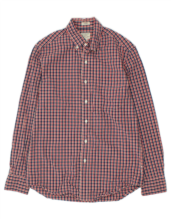 J. CREW Mens Classic Fit Shirt Small Navy Blue Check Cotton Vintage J. Crew and Second-Hand J. Crew from Messina Hembry 