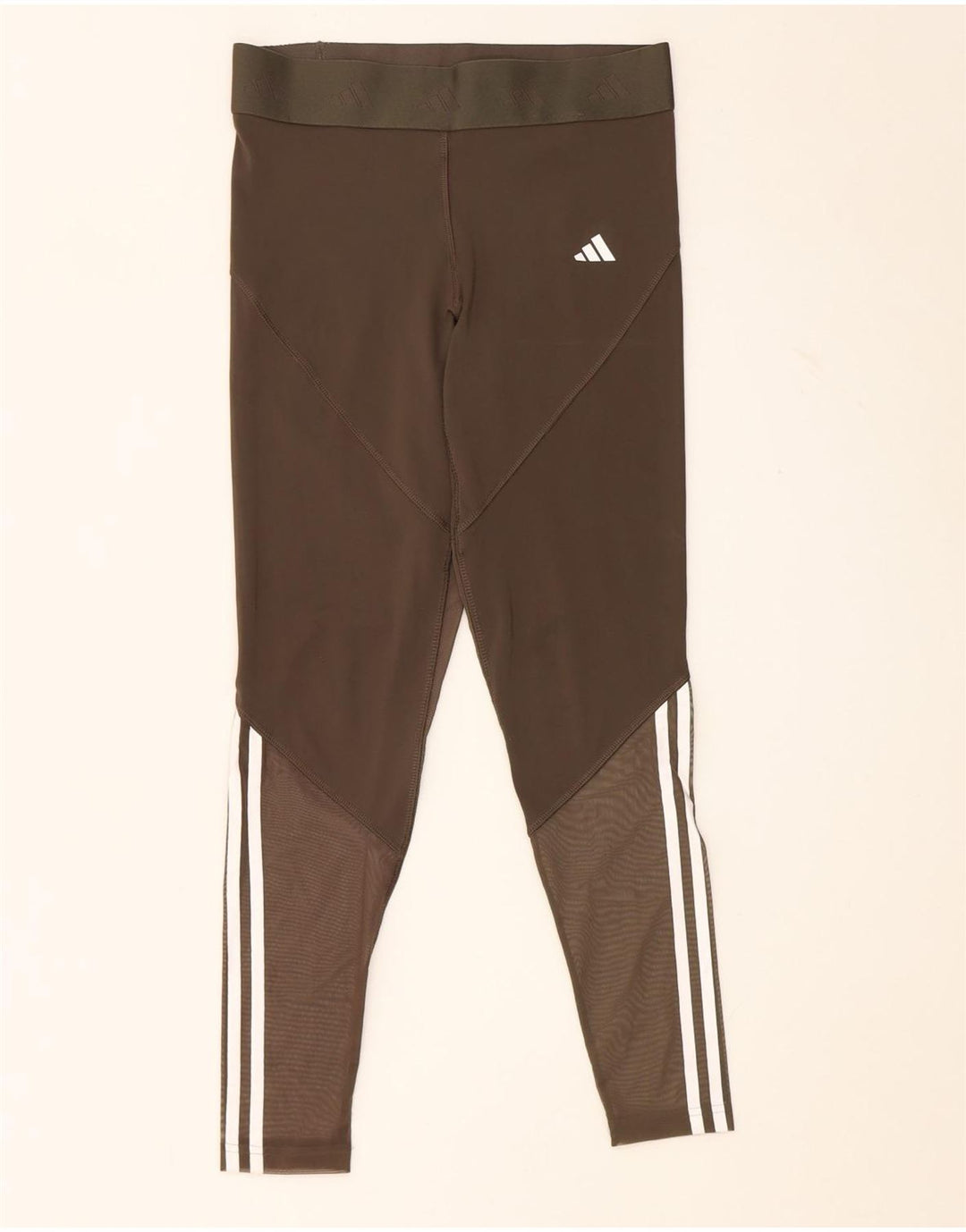 Leggings grafici da donna Adidas UK 12/14 Poliestere kaki medio