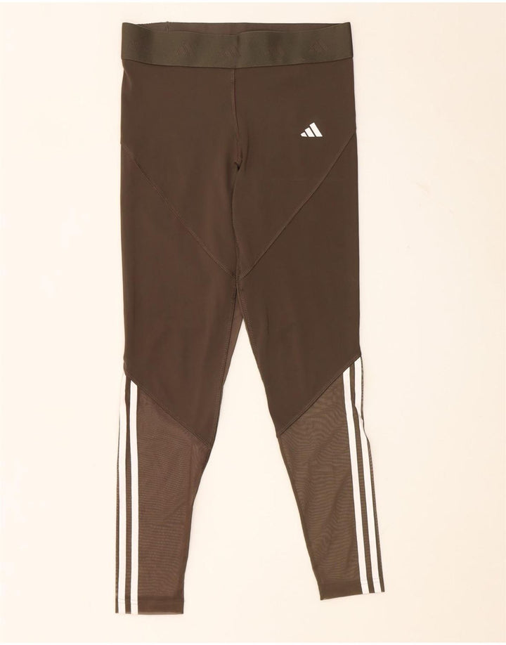 Leggings grafici da donna Adidas UK 12/14 Poliestere kaki medio