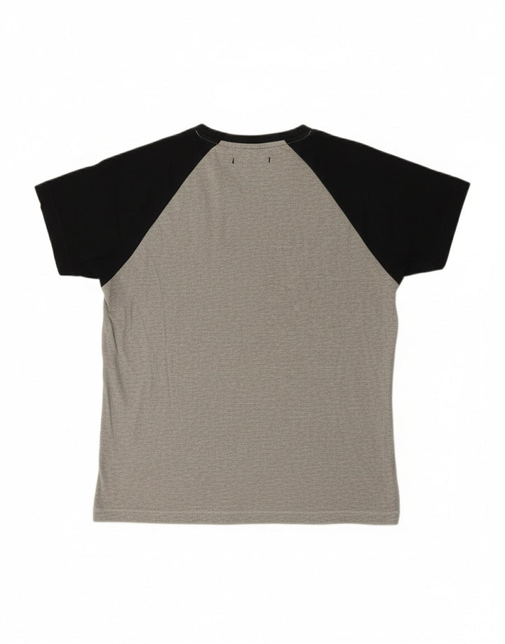 FRENCH CONNECTION Mens T-Shirt Top Medium Grey Colourblock Cotton