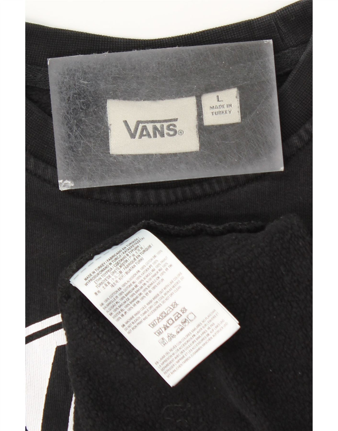 Felpa grafica da donna VANS maglione UK 14 grande cotone nero