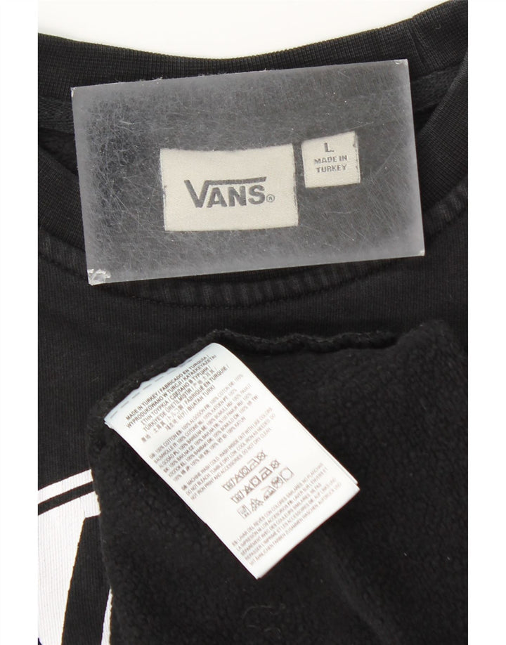 Felpa grafica da donna VANS maglione UK 14 grande cotone nero