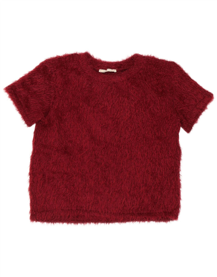 T-shirt corta Zara Trafaluc da donna UK 12 poliestere rosso medio
