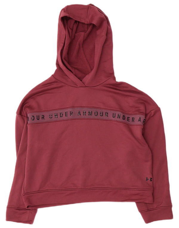 Felpa con cappuccio grafica corta da donna Under Armour UK 10 piccola bordeaux