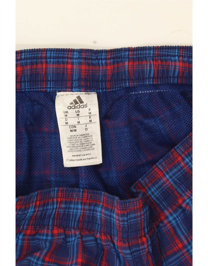 Pantaloncini sportivi da uomo Adidas medi in poliestere a quadri blu navy