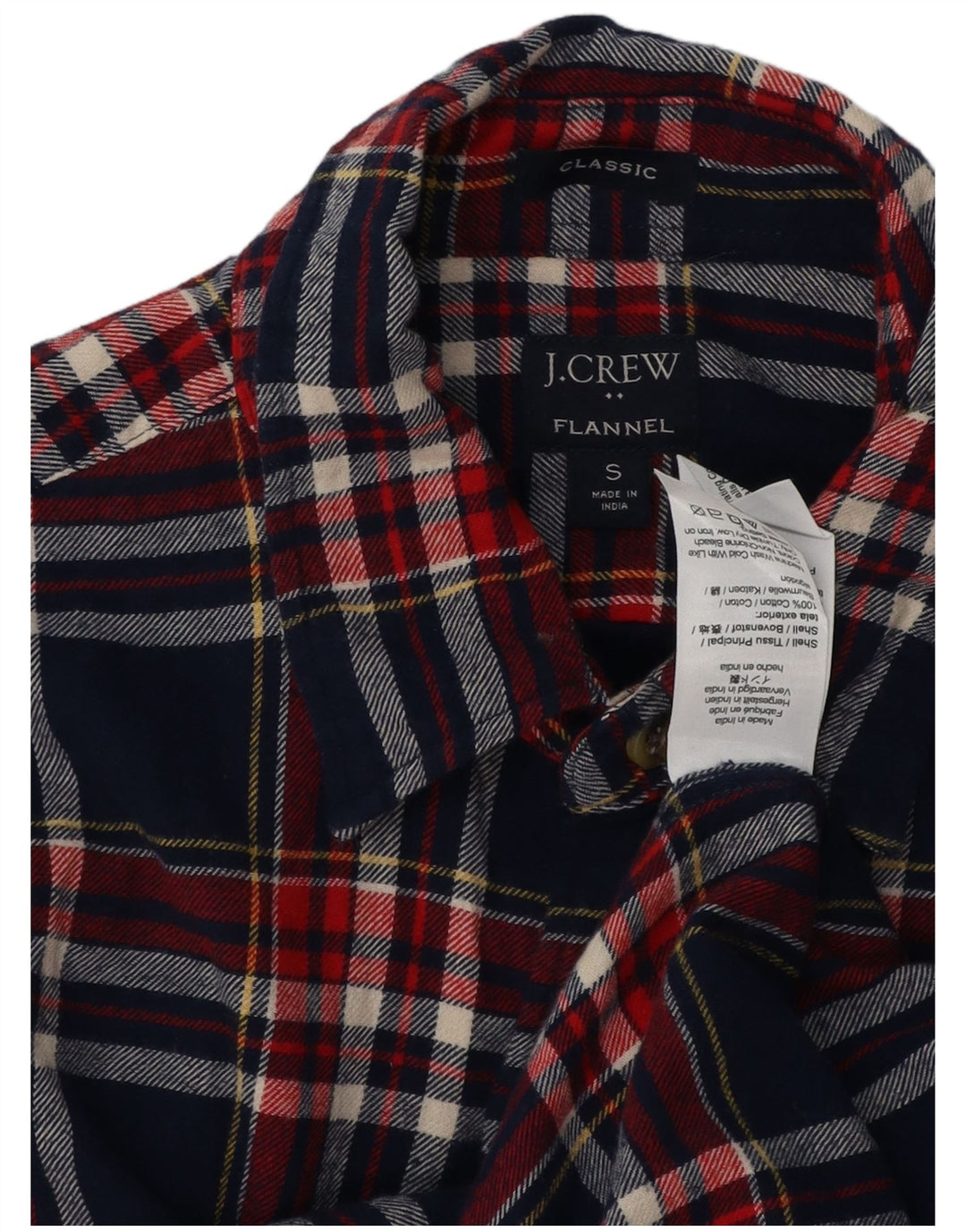 J. Crew Camicia da uomo in flanella dalla vestibilità classica, piccola, in cotone a quadri blu navy