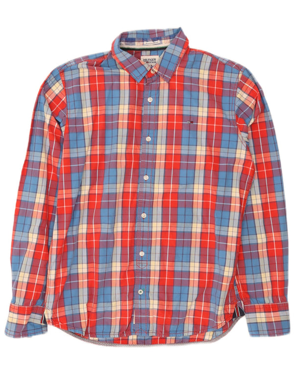 Camicia da uomo Tommy Hilfiger grande cotone a quadri rossi