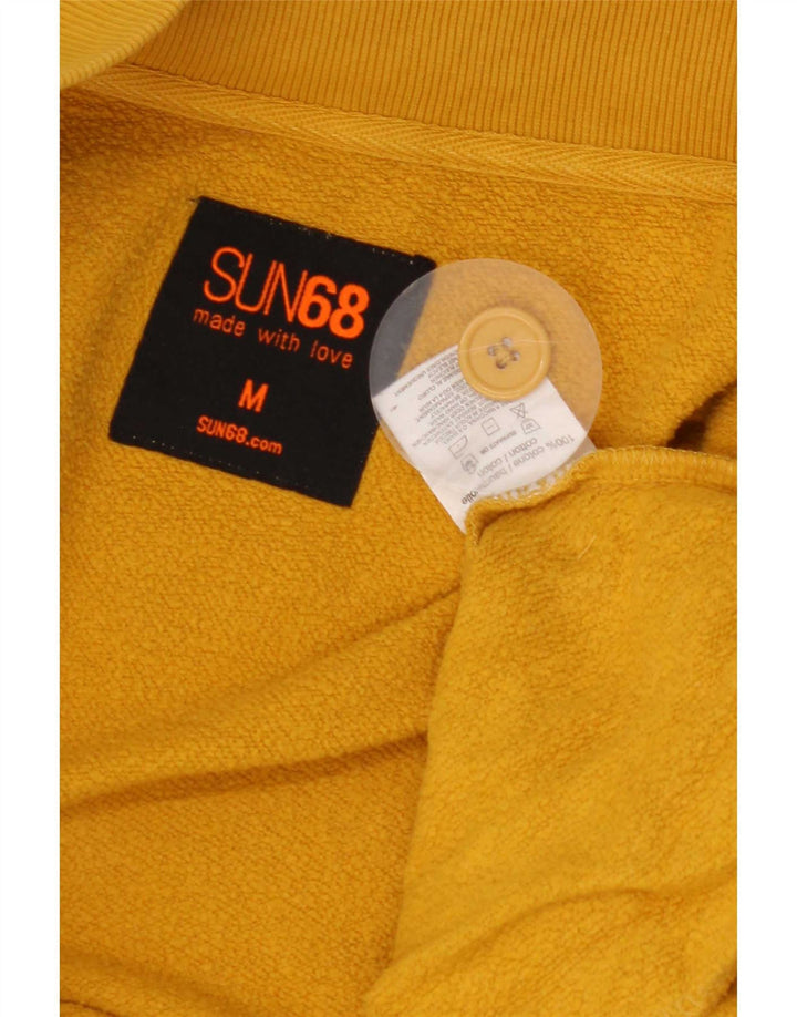 Maglione con cappuccio e zip da uomo Sun68 in cotone giallo medio
