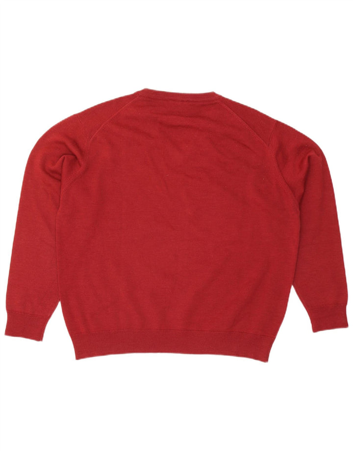Maglione maglione da uomo con scollo a V Lacoste taglia 4 grande lana rossa