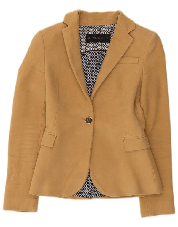 Giacca blazer a 1 bottone da donna Zara UK 6 XS cotone marrone