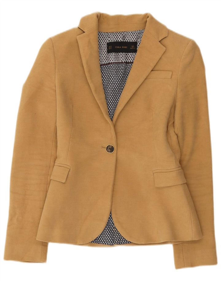Giacca blazer a 1 bottone da donna Zara UK 6 XS cotone marrone
