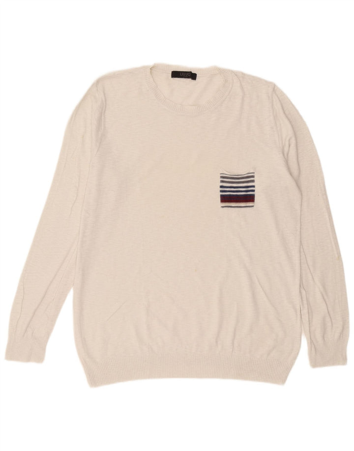 Maglione maglione girocollo da uomo Liu Jo grande bianco