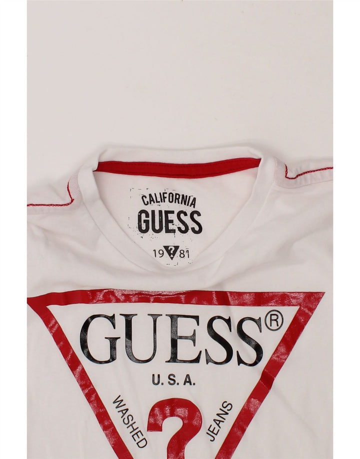 GUESS Boys Graphic T-Shirt Top 7-8 Years White Cotton Vintage Guess and Second-Hand Guess from Messina Hembry 