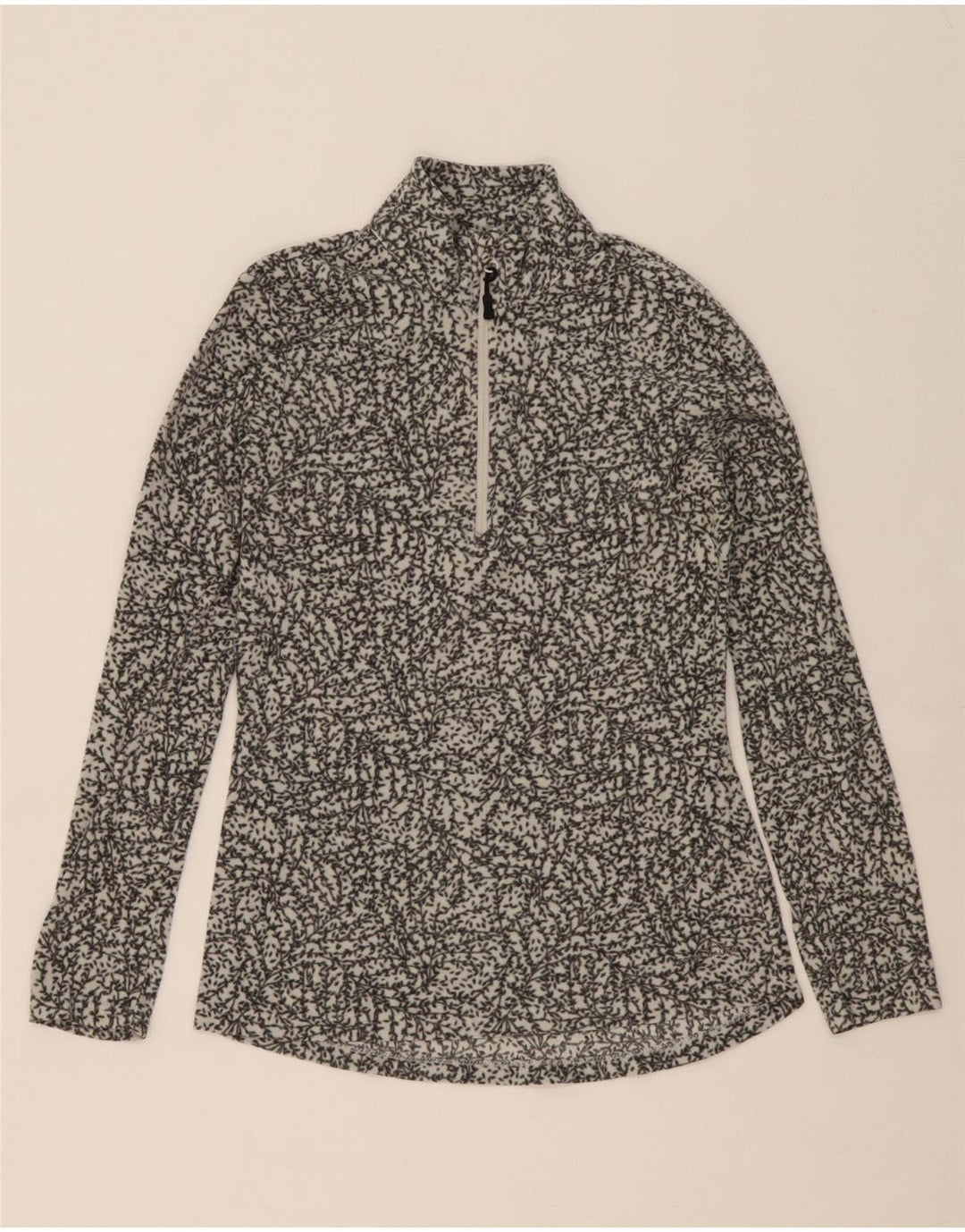 EDDIE BAUER Womens Abstract Pattern Fleece Jumper UK 10 Small White Vintage Eddie Bauer and Second-Hand Eddie Bauer from Messina Hembry 