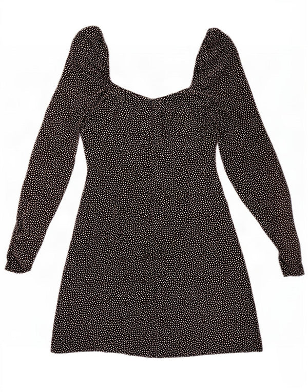 Mini abito con spalle scoperte Zara da donna UK 6 XS nero maculato