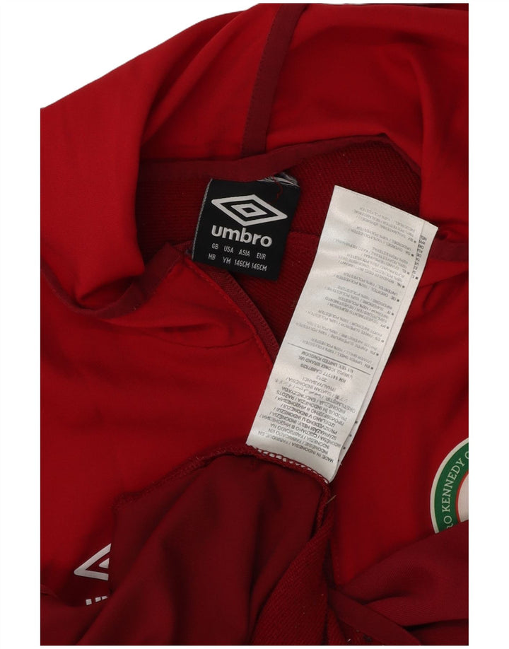 Maglione con cappuccio e zip grafica per ragazzi Umbro 9-10 anni blocco colore rosso medio