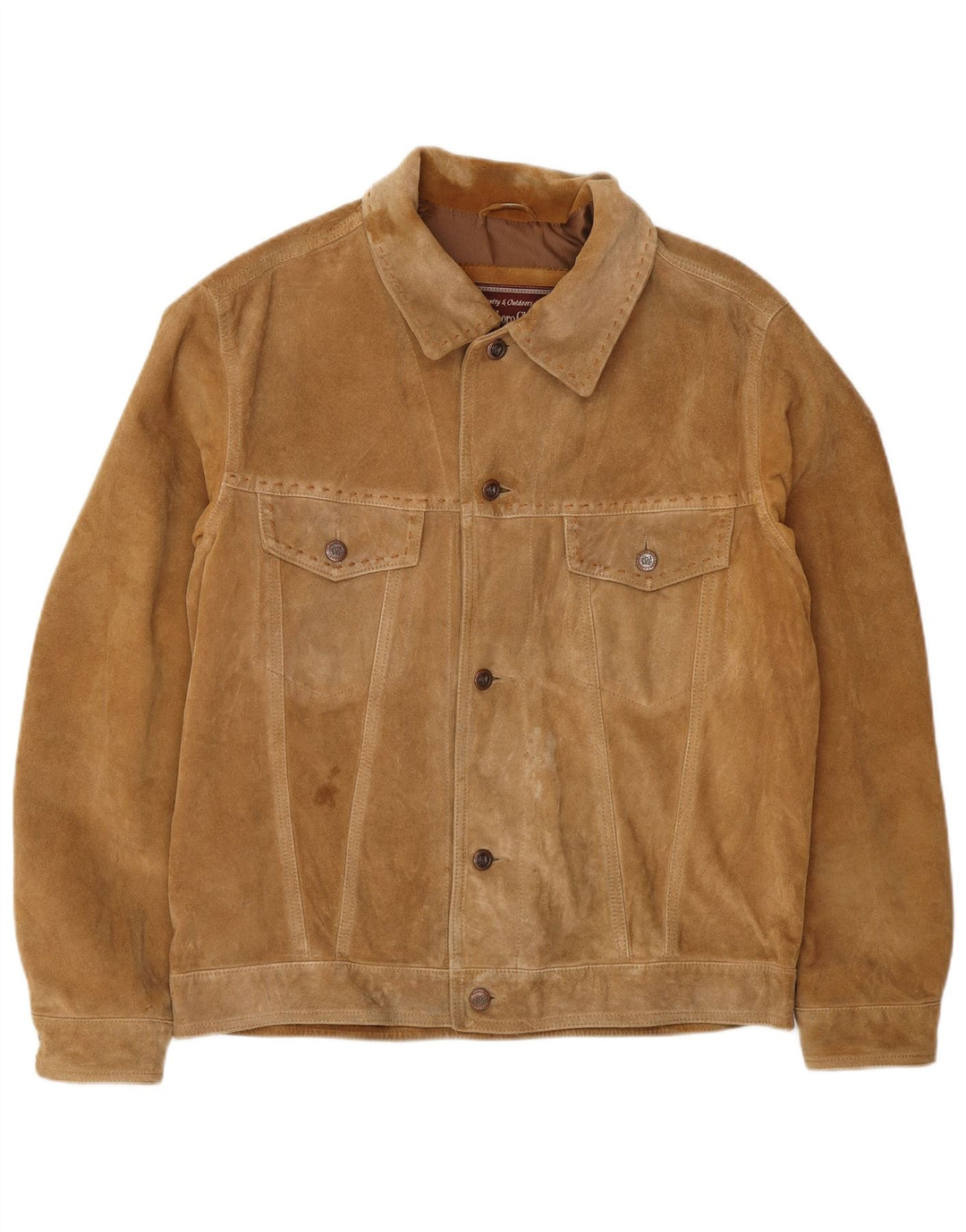 Giacca in pelle scamosciata da uomo Marlboro Classics UK 40 grande in pelle beige