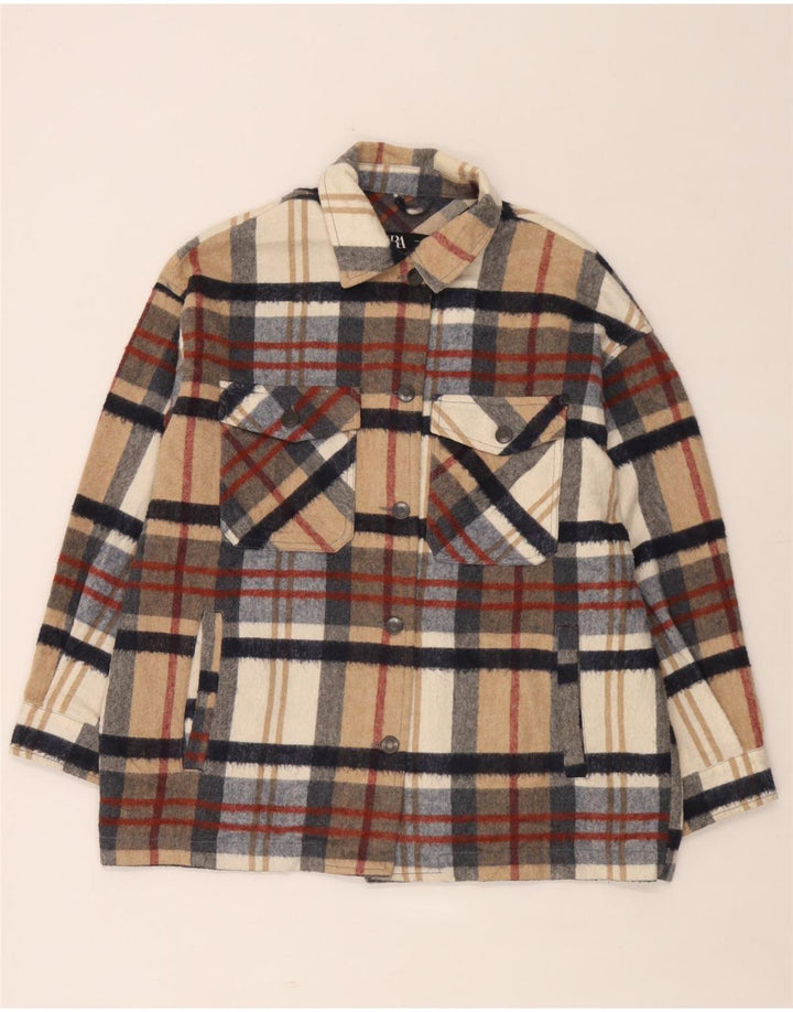 Camicia in flanella oversize da donna Zara UK 14 a quadri multicolore medio