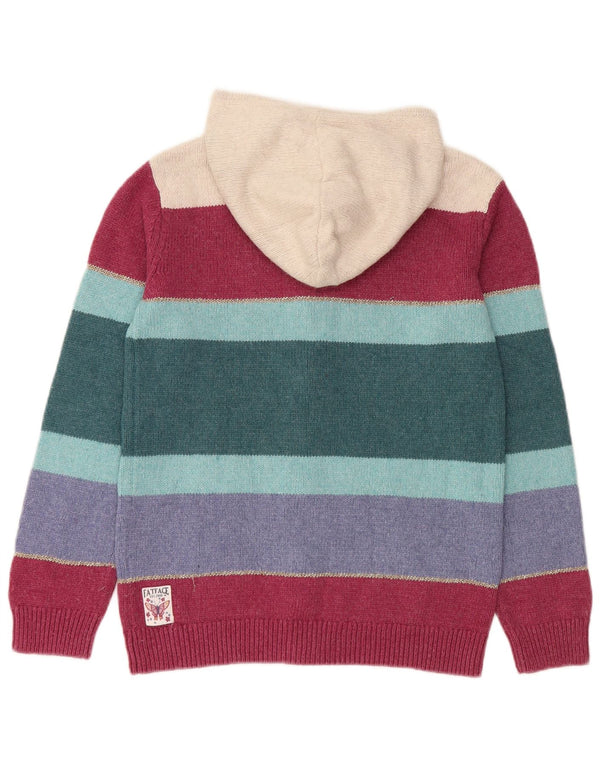 FAT FACE Girls Hooded Cardigan Sweater 12-13 Years Multicoloured Striped