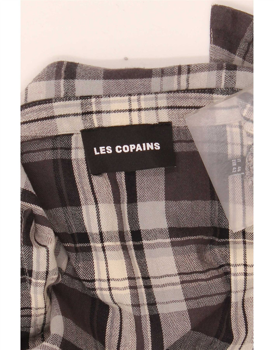 Camicia da donna in flanella con volant sul davanti Les Copains IT 46 quadri grigi grandi