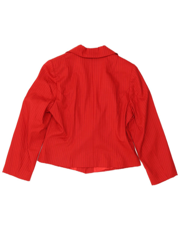 Giacca blazer vintage da donna a 1 bottone corto UK 14 gessato rosso medio