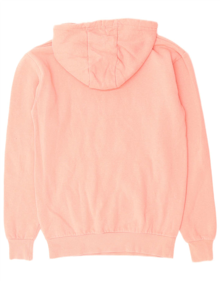 ELLESSE Felpa con cappuccio grafica da donna UK 6 XS Cotone rosa