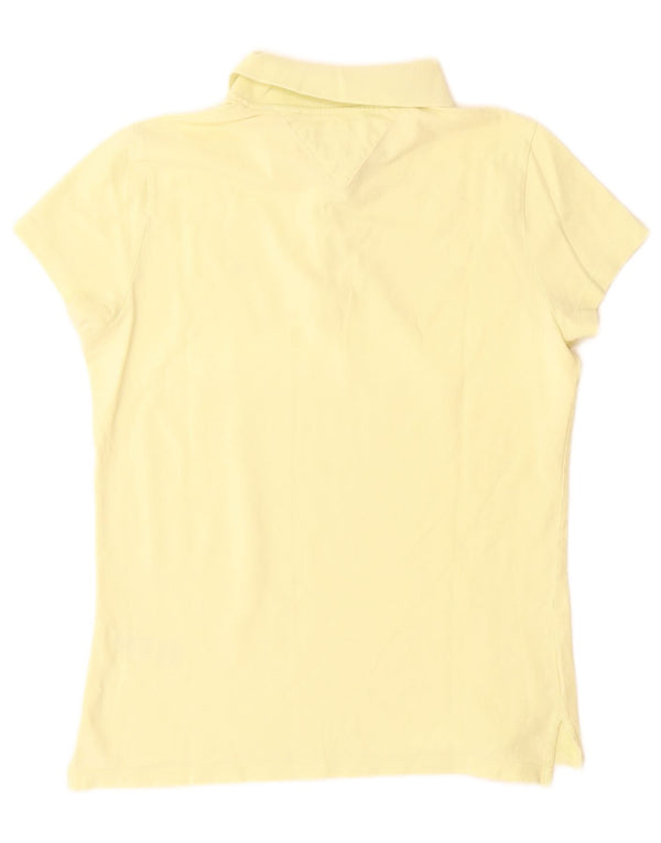 Tommy Hilfiger Womens Slim Fit Polo Shirt UK 16 Large Yellow Cotton