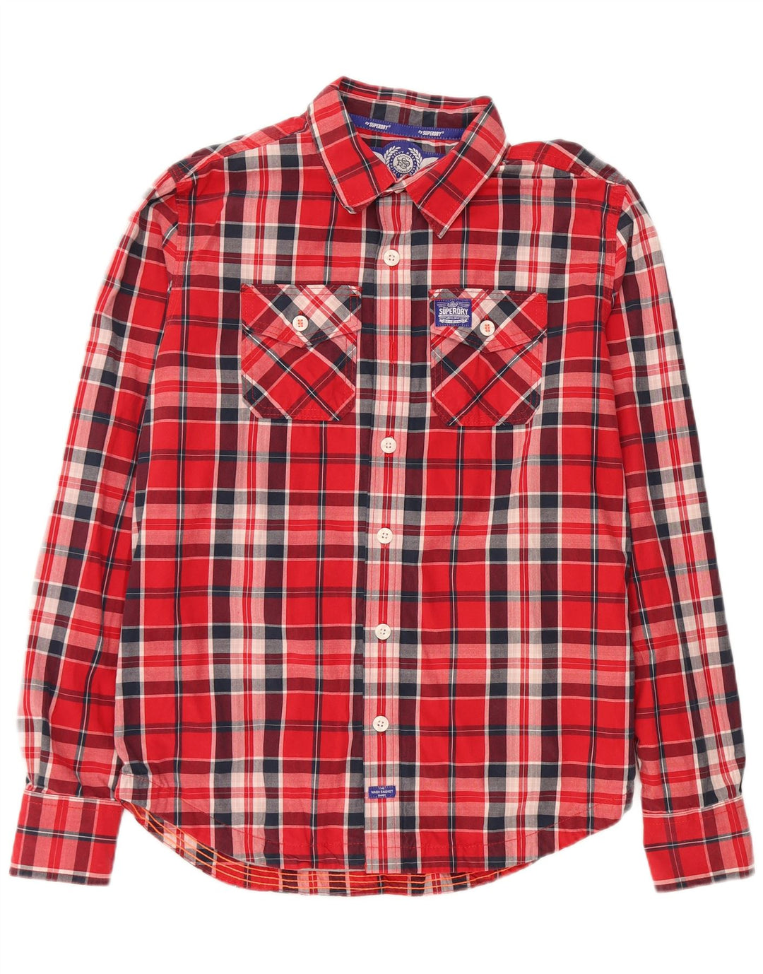 Camicia da uomo Superdry XL in cotone scozzese rosso