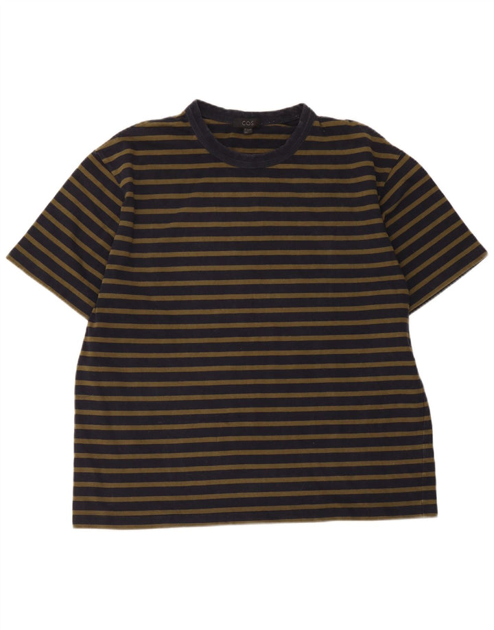 T-shirt regolare da uomo Cos Top grande in cotone a righe blu navy