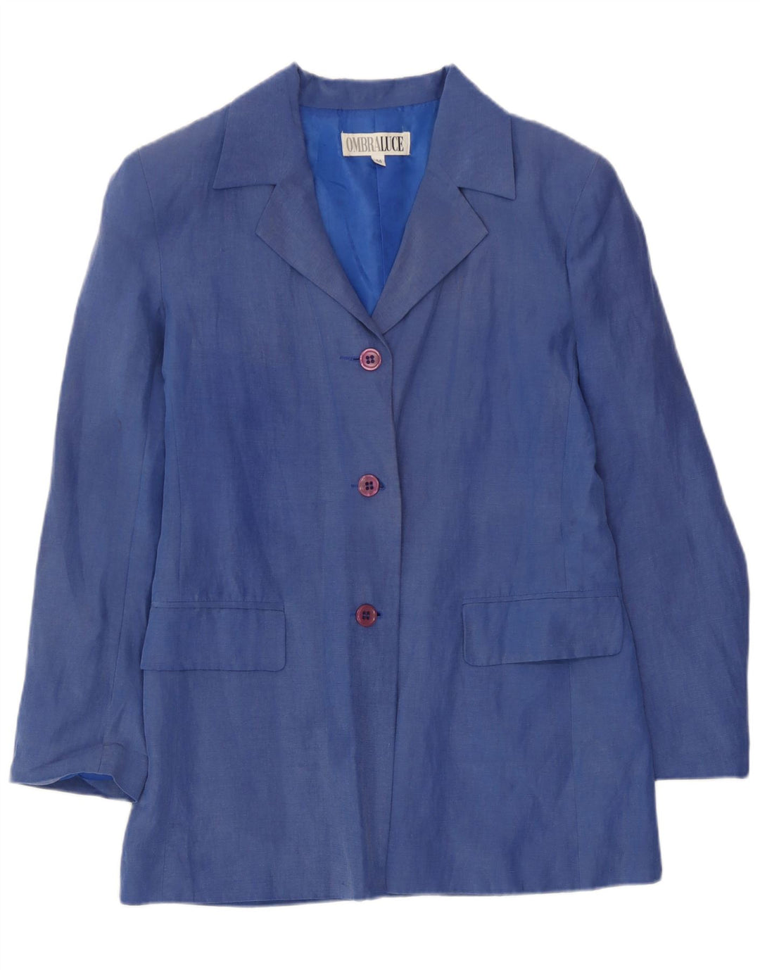 Giacca Blazer 3 Bottoni Ombraluce Donna IT 44 Blu Medio Seta