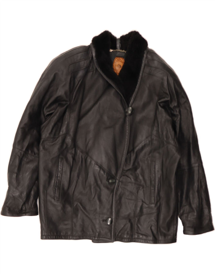 VINTAGE Womens Leather Jacket IT 46 Large Black Leather Vintage Vintage and Second-Hand Vintage from Messina Hembry 