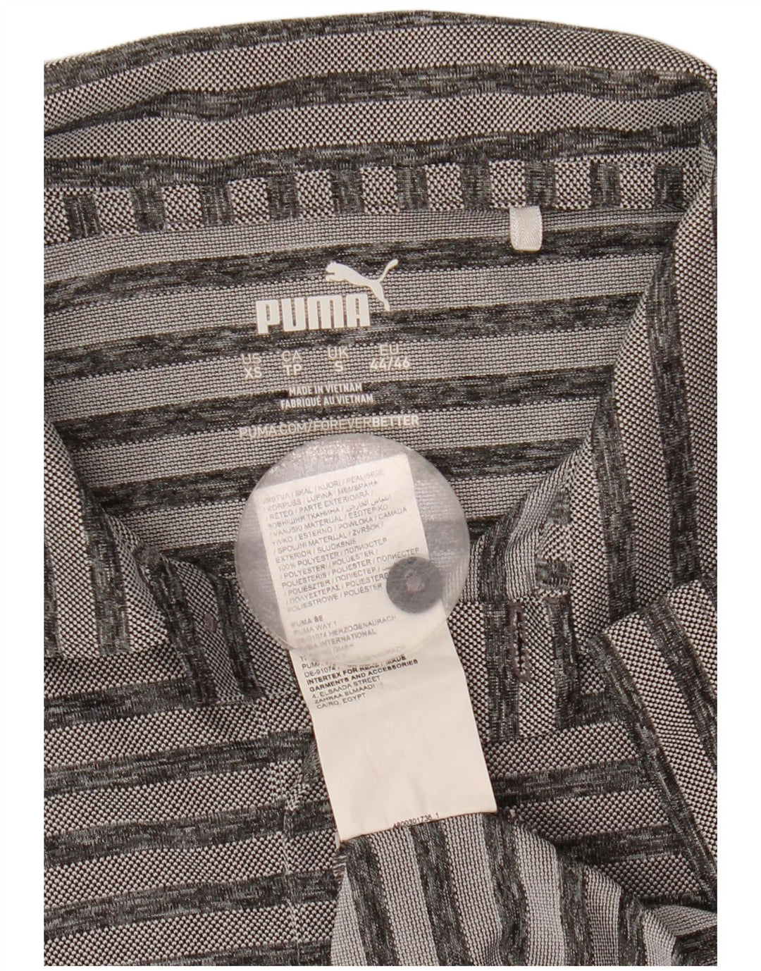 Polo da uomo Puma piccola in poliestere a righe grigie