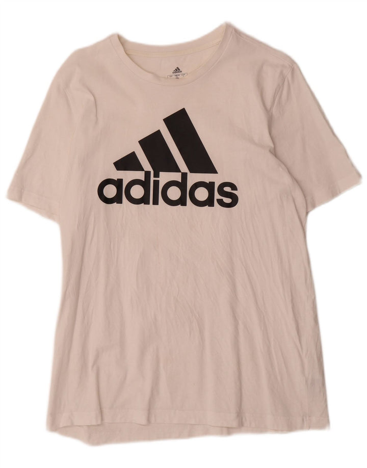 T-shirt grafica da uomo Adidas Top in cotone bianco medio
