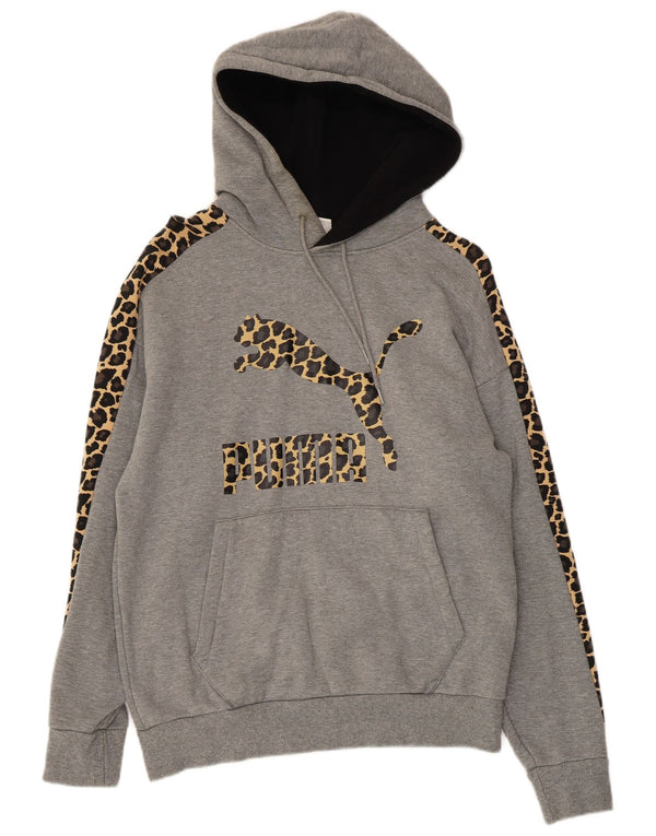 Felpa con cappuccio grafica oversize da donna PUMA UK 6 XS stampa animalier grigia